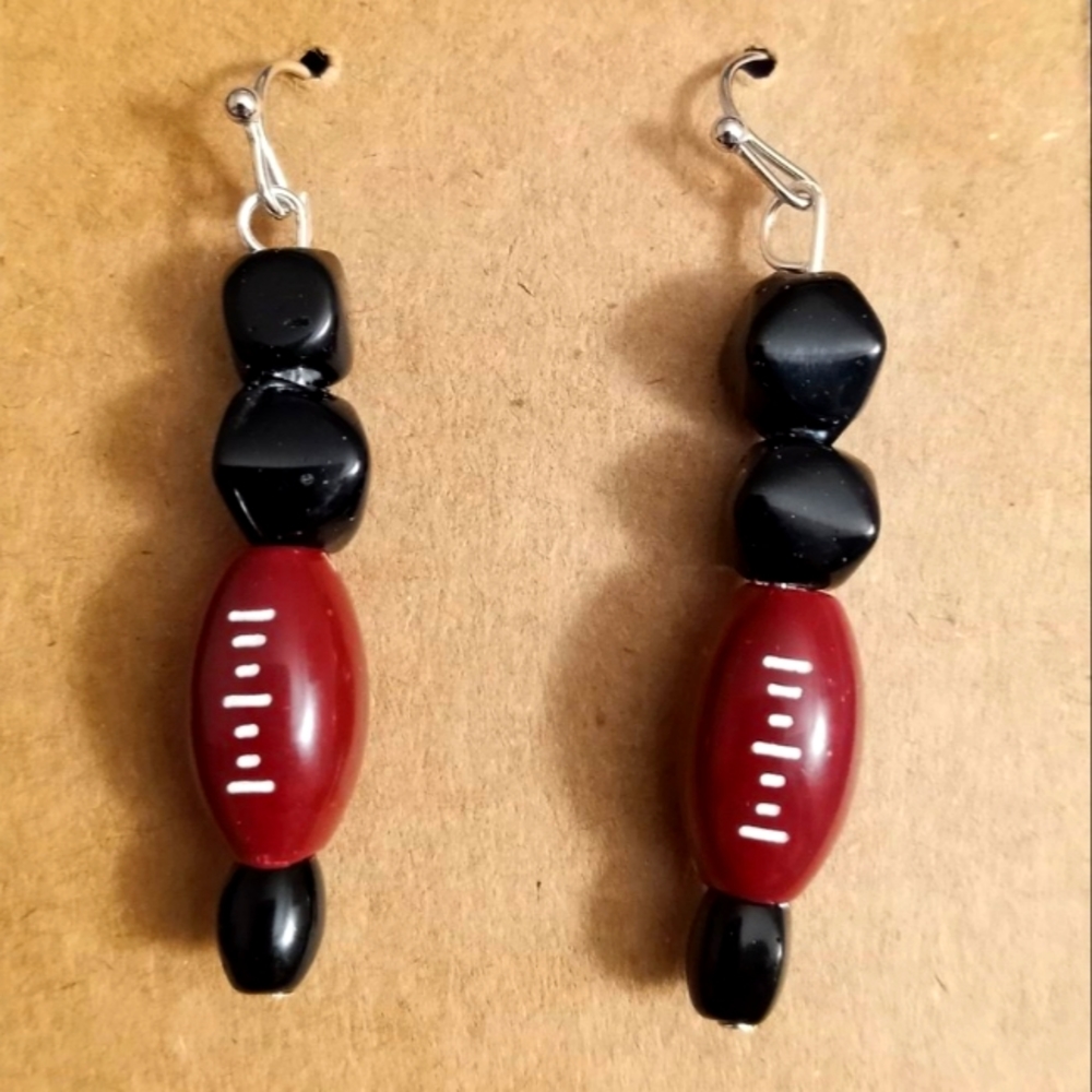 Hand Crafted Football lovers statement dangling earrings sport lovers new